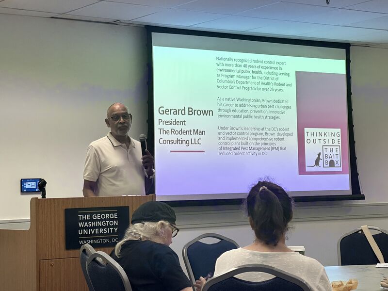 Gerard Brown presenting on rodent control at The George Washington University