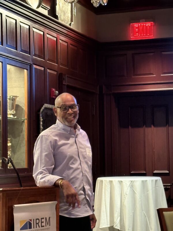 Gerard Brown speaking to property managers at an IREM event